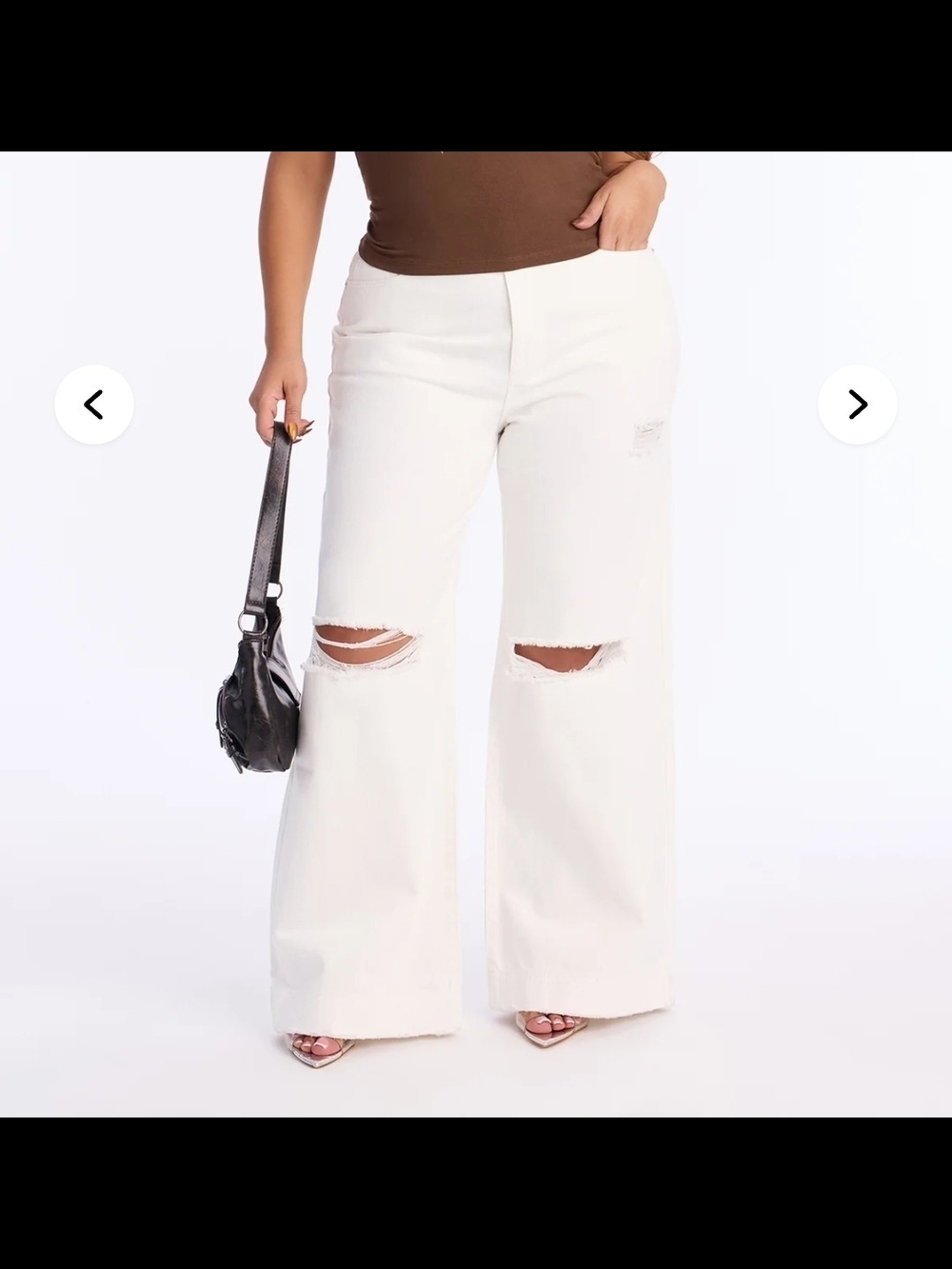 Wide Leg Distressed White Women’s Jeans